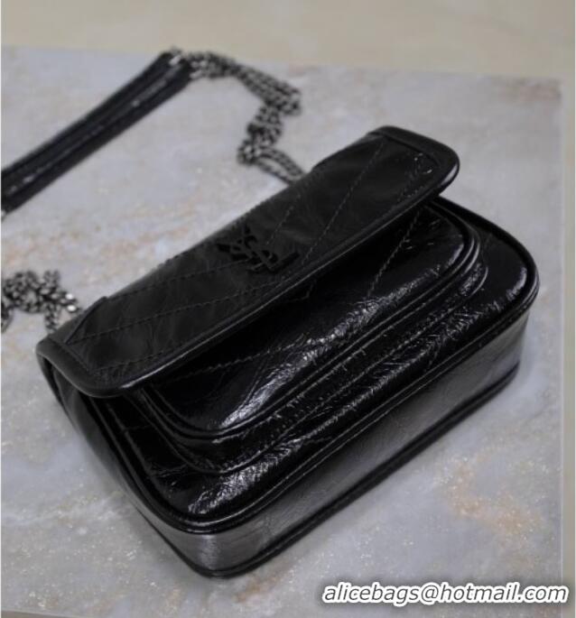 Best Price Saint Laurent Niki Mini bag in Oil Leather 828736 Black 2025
