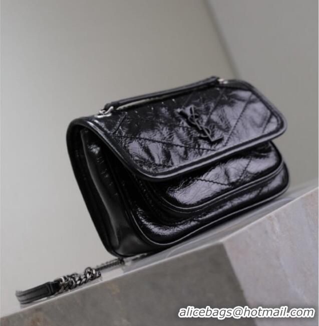 Best Price Saint Laurent Niki Mini bag in Oil Leather 828736 Black 2025