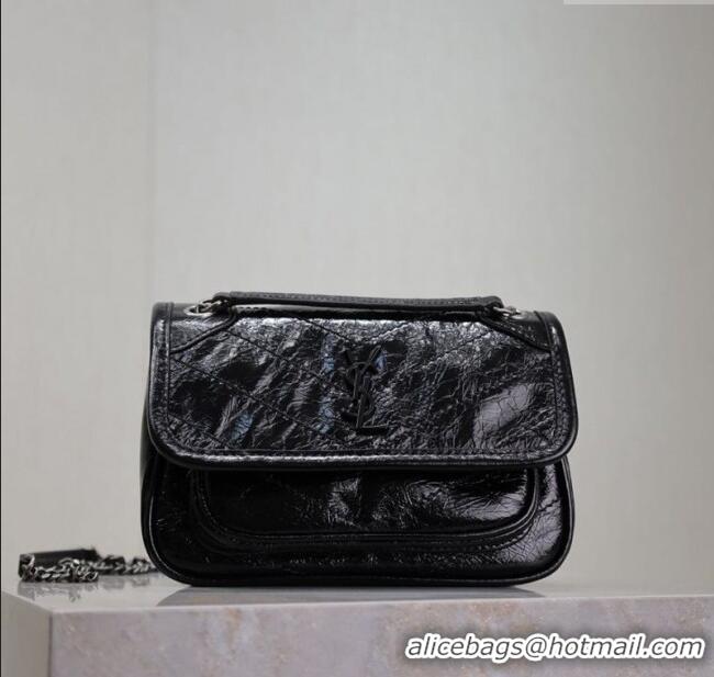 Best Price Saint Laurent Niki Mini bag in Oil Leather 828736 Black 2025