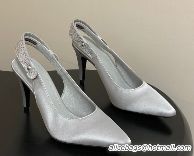 Pretty Style Louis Vuitton Legacy Slingbacks Pump 9cm in Satin and Strass Grey 1AISLV 1219130