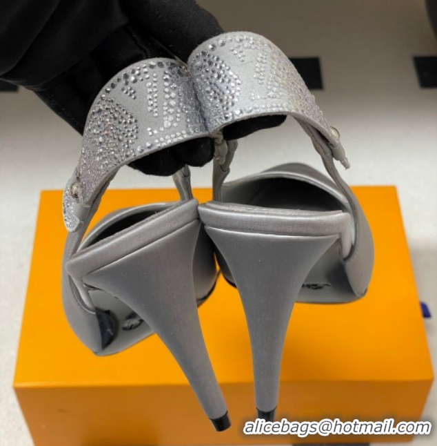 Pretty Style Louis Vuitton Legacy Slingbacks Pump 9cm in Satin and Strass Grey 1AISLV 1219130