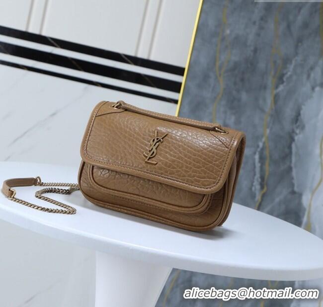 Luxury Discount Saint Laurent Niki Mini bag in Grained Lambskin 828736 Dark Cork 2025