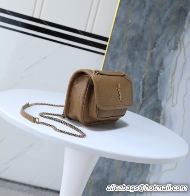 Luxury Discount Saint Laurent Niki Mini bag in Grained Lambskin 828736 Dark Cork 2025