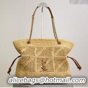 Top Quality Saint Laurent Jamie Shopping Small Bag in Raffia Straw 833948 Beige 2025