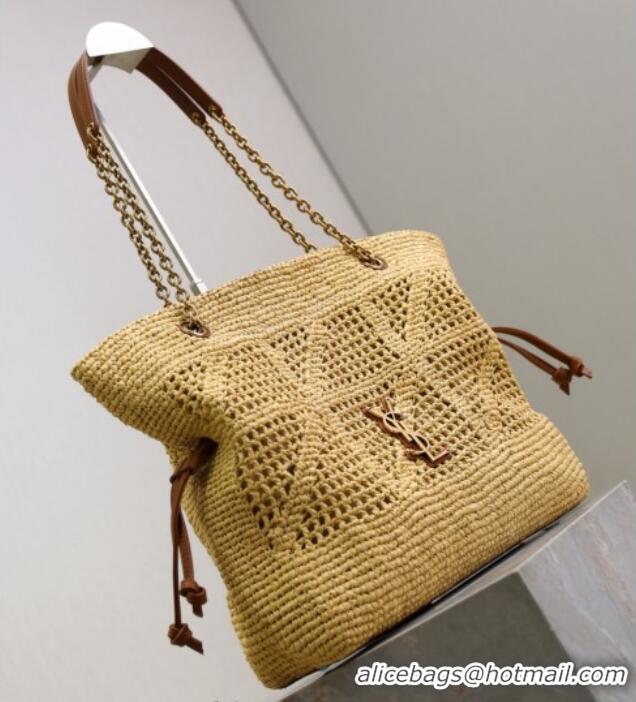 Top Quality Saint Laurent Jamie Shopping Small Bag in Raffia Straw 833948 Beige 2025