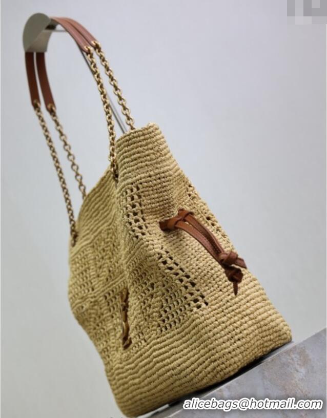 Top Quality Saint Laurent Jamie Shopping Small Bag in Raffia Straw 833948 Beige 2025