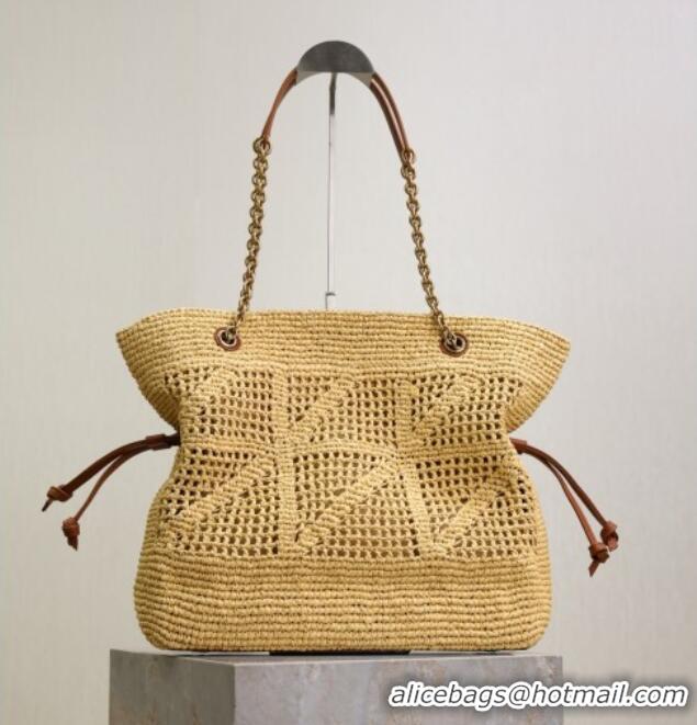 Top Quality Saint Laurent Jamie Shopping Small Bag in Raffia Straw 833948 Beige 2025