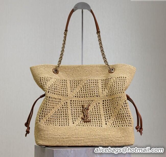 Top Design Saint Laurent Jamie Shopping Bag in Raffia Straw 809824 Beige 2025