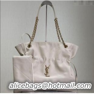 Famous Brand Saint Laurent Jamie Shopping Bag in Lambskin 809824 White 2025