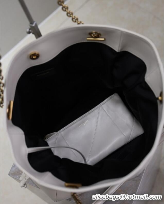 Famous Brand Saint Laurent Jamie Shopping Bag in Lambskin 809824 White 2025