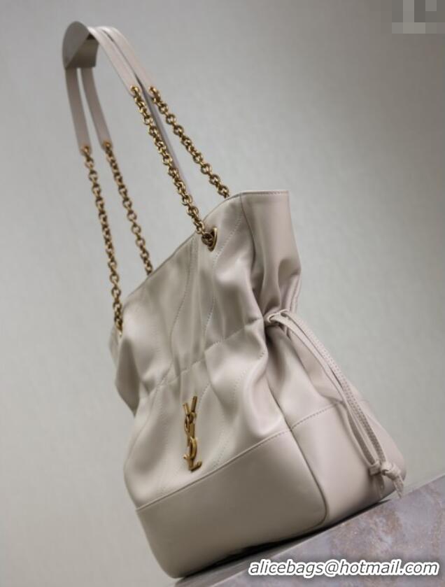 Famous Brand Saint Laurent Jamie Shopping Bag in Lambskin 809824 White 2025