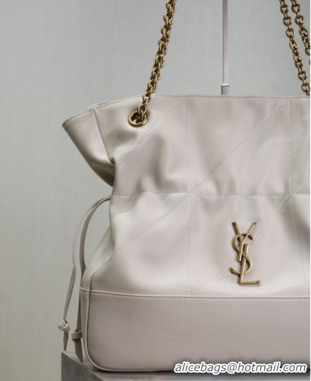 Famous Brand Saint Laurent Jamie Shopping Bag in Lambskin 809824 White 2025