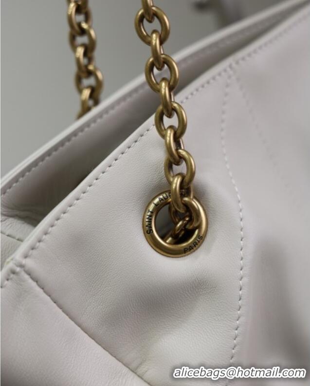 Famous Brand Saint Laurent Jamie Shopping Bag in Lambskin 809824 White 2025
