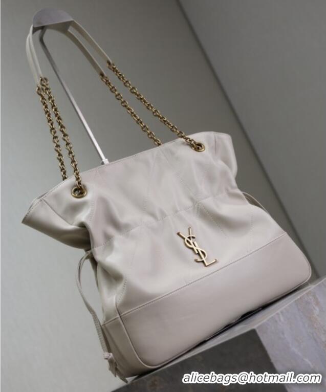 Famous Brand Saint Laurent Jamie Shopping Bag in Lambskin 809824 White 2025