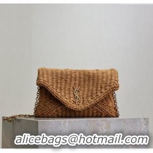 Best Quality Saint Laurent Cassandre Chain Clutch in Rope 819271 Brown 2025
