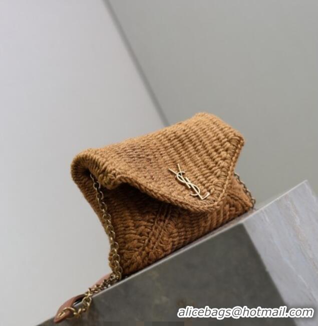 Best Quality Saint Laurent Cassandre Chain Clutch in Rope 819271 Brown 2025