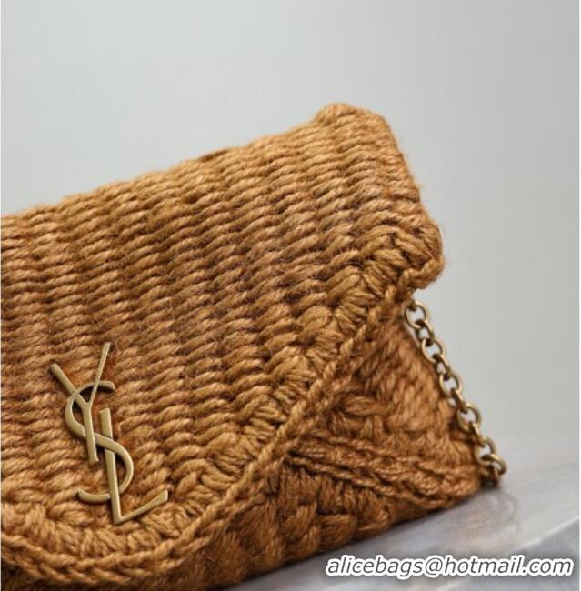 Best Quality Saint Laurent Cassandre Chain Clutch in Rope 819271 Brown 2025