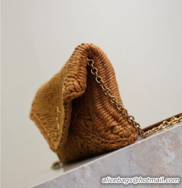 Best Quality Saint Laurent Cassandre Chain Clutch in Rope 819271 Brown 2025