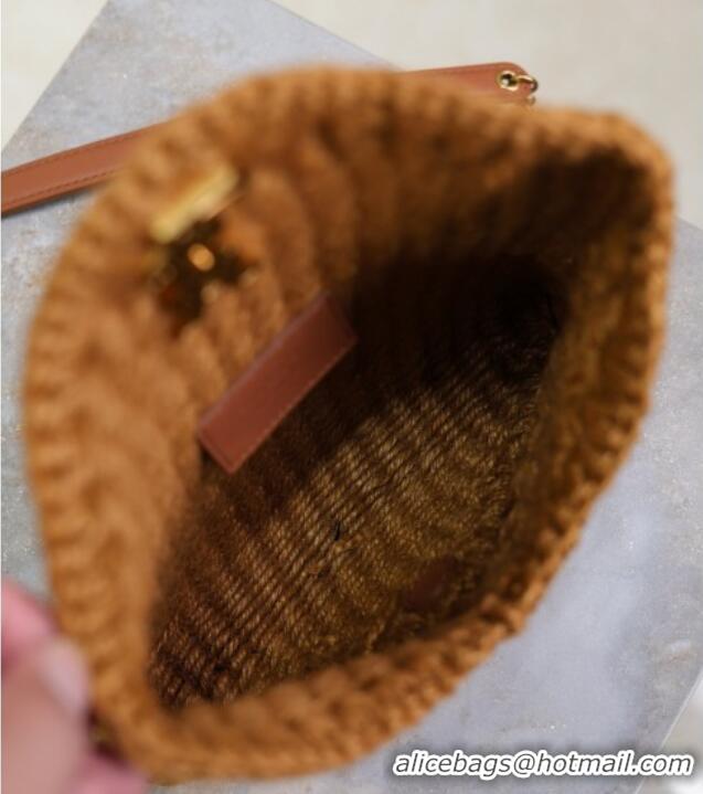 Best Quality Saint Laurent Cassandre Chain Clutch in Rope 819271 Brown 2025