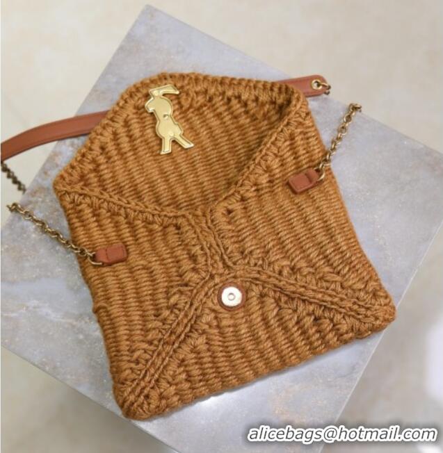 Best Quality Saint Laurent Cassandre Chain Clutch in Rope 819271 Brown 2025