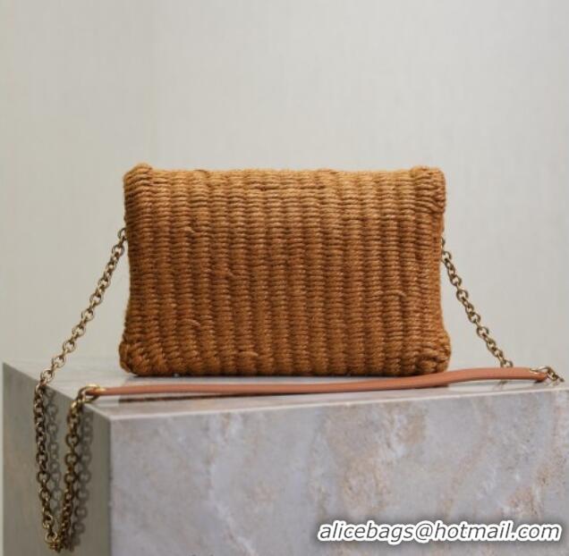 Best Quality Saint Laurent Cassandre Chain Clutch in Rope 819271 Brown 2025