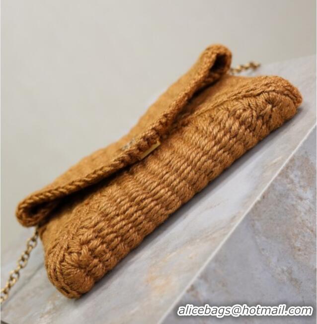 Best Quality Saint Laurent Cassandre Chain Clutch in Rope 819271 Brown 2025