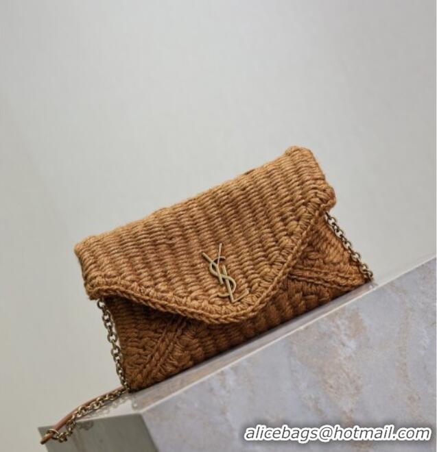 Best Quality Saint Laurent Cassandre Chain Clutch in Rope 819271 Brown 2025