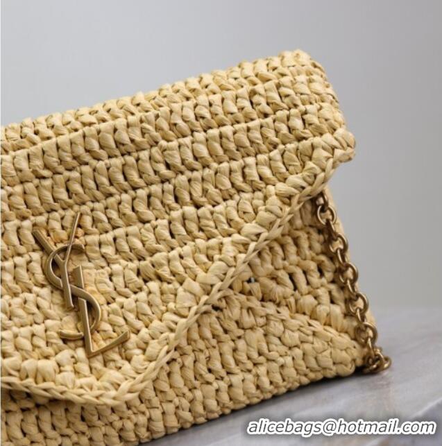 Good Product Saint Laurent Cassandre Chain Clutch in Raffia Straw 819271 Beige 2025