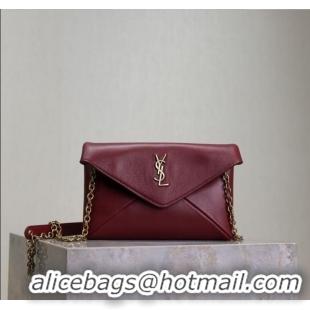 Top Grade Saint Laurent Cassandre Chain Clutch in Lambskin 819271 Dark Burgundy 2025