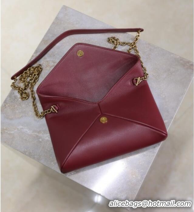 Top Grade Saint Laurent Cassandre Chain Clutch in Lambskin 819271 Dark Burgundy 2025