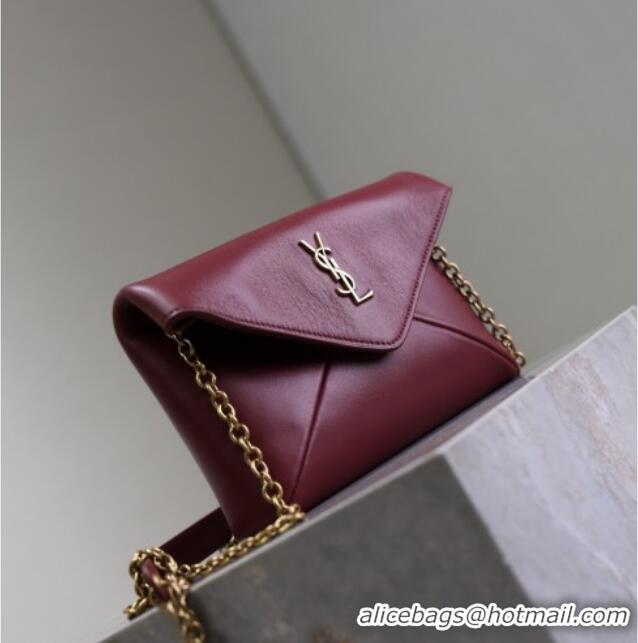 Top Grade Saint Laurent Cassandre Chain Clutch in Lambskin 819271 Dark Burgundy 2025