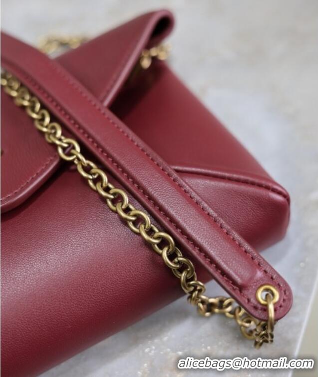 Top Grade Saint Laurent Cassandre Chain Clutch in Lambskin 819271 Dark Burgundy 2025