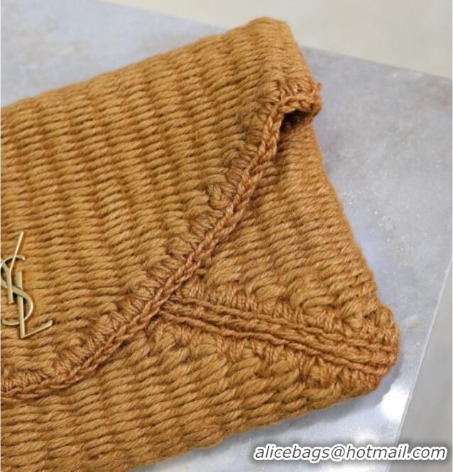 Promotional Saint Laurent Cassander Large Envelope Pouch in Rope 769307 Brown 2025