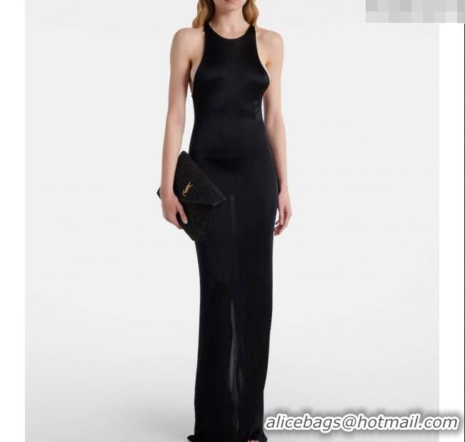 Low Price Saint Laurent Cassander Large Envelope Pouch in Rafia Straw 769307 Black 2025