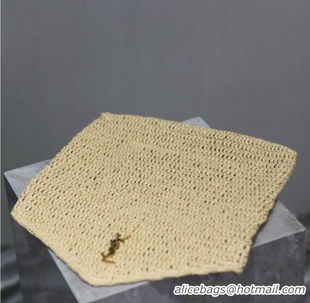 Top Design Saint Laurent Cassander Large Envelope Pouch in Rafia Straw 769307 Beige 2025