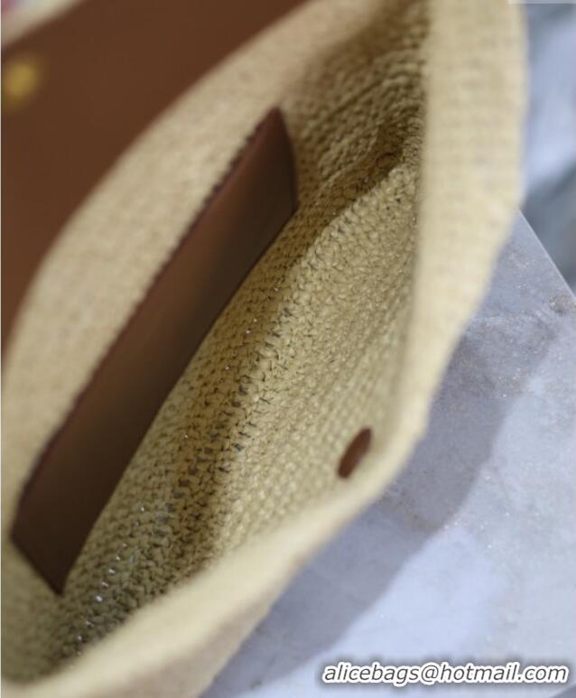 Top Design Saint Laurent Cassander Large Envelope Pouch in Rafia Straw 769307 Beige 2025