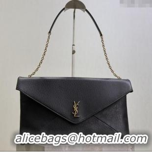 Promotional Saint Laurent Cassander XXL Envelope Pouch On Chain in Grained Lambskin 841702 Black 2025
