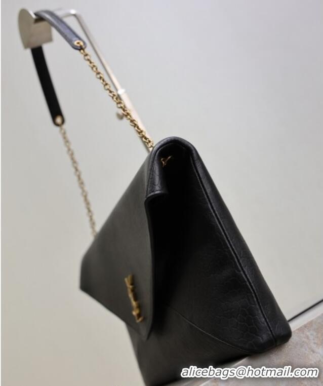Promotional Saint Laurent Cassander XXL Envelope Pouch On Chain in Grained Lambskin 841702 Black 2025
