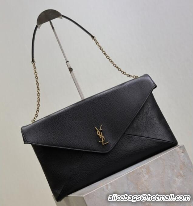 Promotional Saint Laurent Cassander XXL Envelope Pouch On Chain in Grained Lambskin 841702 Black 2025