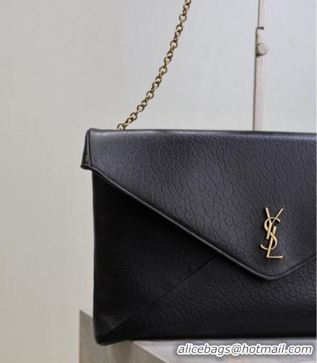 Promotional Saint Laurent Cassander XXL Envelope Pouch On Chain in Grained Lambskin 841702 Black 2025