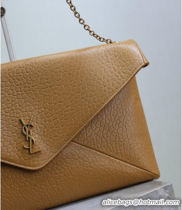 Unique Grade Saint Laurent Cassander XXL Envelope Pouch On Chain in Grained Lambskin 841702 Brown 2025