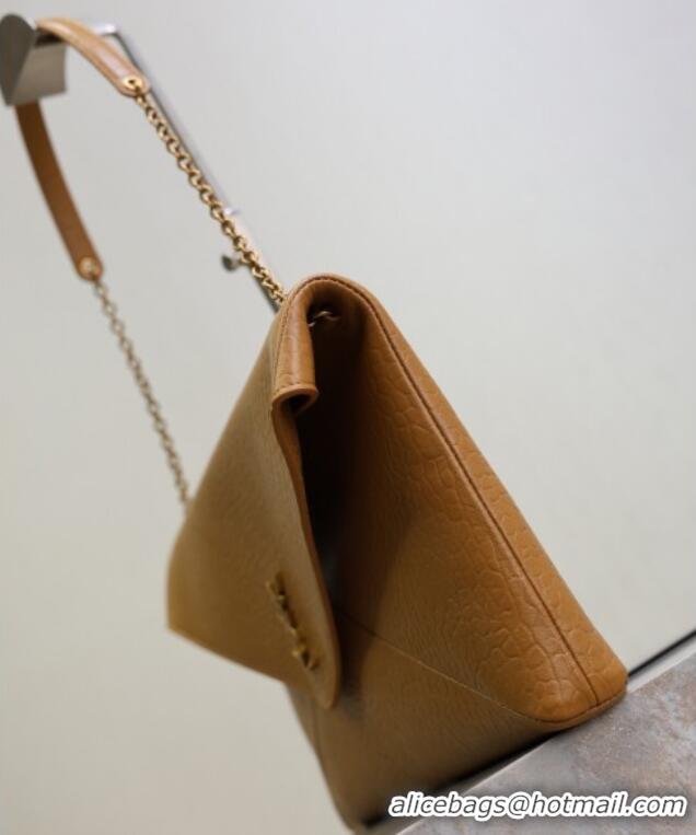Unique Grade Saint Laurent Cassander XXL Envelope Pouch On Chain in Grained Lambskin 841702 Brown 2025