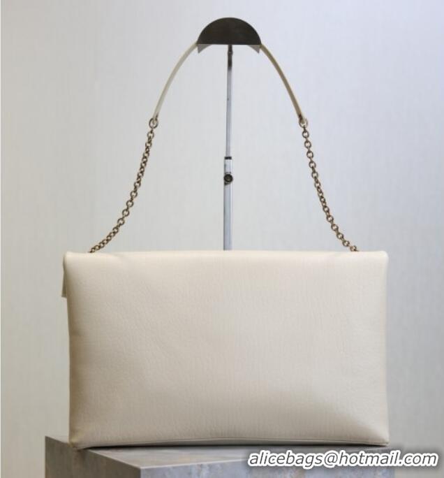 Popular Style Saint Laurent Cassander XXL Envelope Pouch On Chain in Grained Lambskin 841702 White 2025