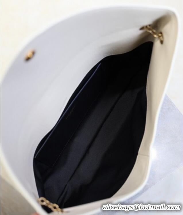 Popular Style Saint Laurent Cassander XXL Envelope Pouch On Chain in Grained Lambskin 841702 White 2025