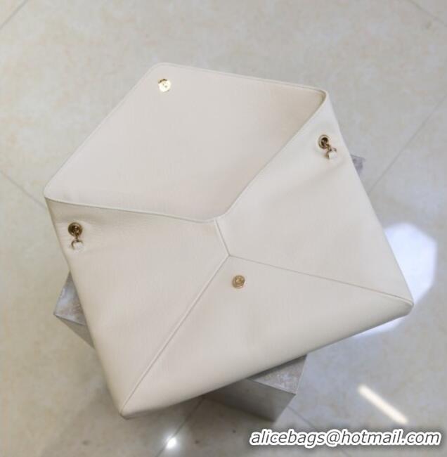 Popular Style Saint Laurent Cassander XXL Envelope Pouch On Chain in Grained Lambskin 841702 White 2025