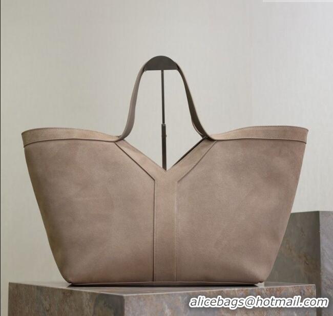 Top Quality Saint Laurent Y Tote Bag in Suede 817602 Grey 2025