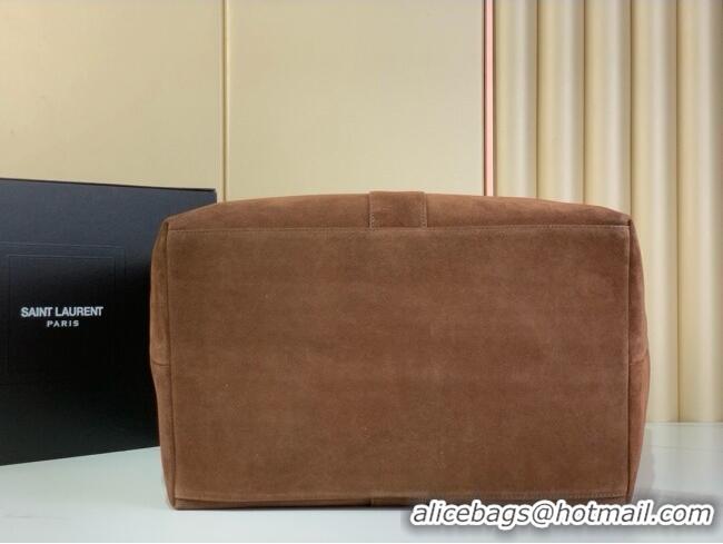 Best Quality Saint Laurent Y Tote Bag in Suede 817602 Dark Brown 2025