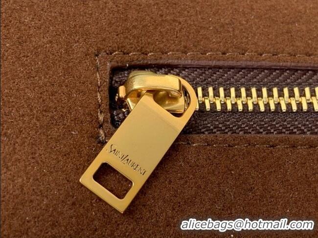 Best Quality Saint Laurent Y Tote Bag in Suede 817602 Dark Brown 2025