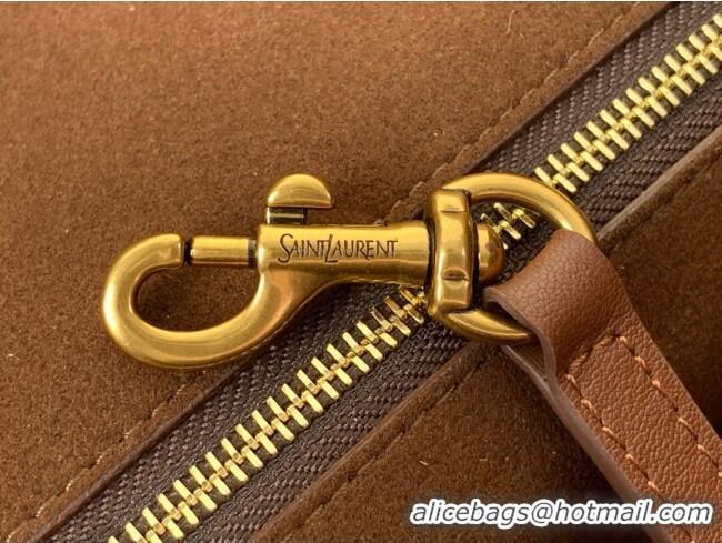 Best Quality Saint Laurent Y Tote Bag in Suede 817602 Dark Brown 2025