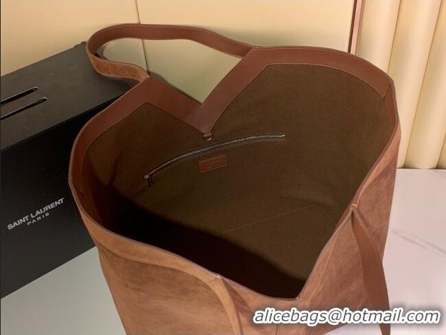 Best Quality Saint Laurent Y Tote Bag in Suede 817602 Dark Brown 2025